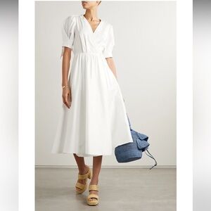 Jason Wu Collection White Cotton Sateen Midi Wrap Dress Size 0 NWT Bridal Luxury